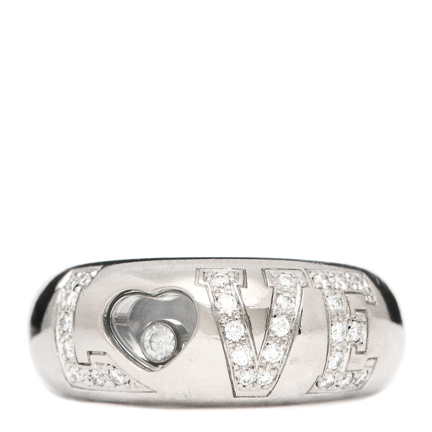 18K White Gold Happy Diamonds Love Heart Band Ring 53 6.25