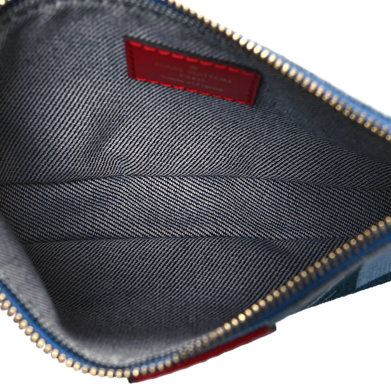 Louis Vuitton Denim Damier Monogram Patchwork Multi Pochette Accessories Blue Rouge 7 of 18
