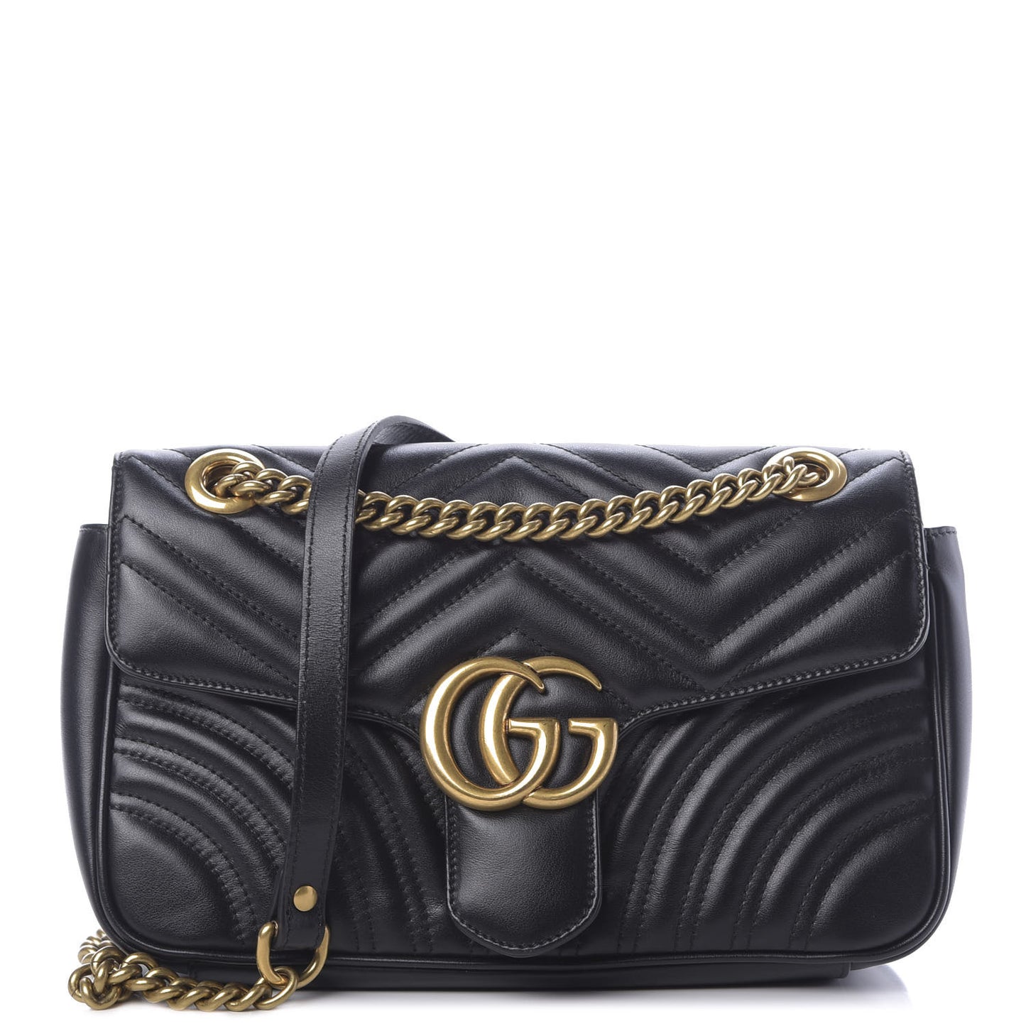 Calfskin Matelasse Small GG Marmont Shoulder Bag Black