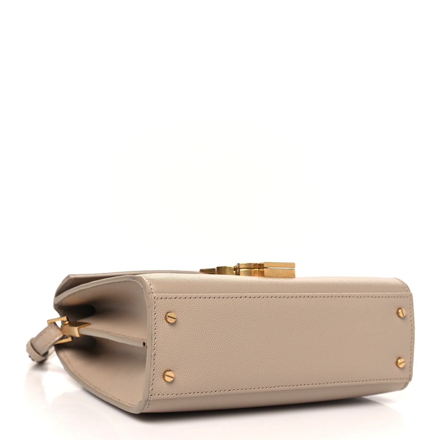 Saint Laurent Grain de Poudre Mini Classic Monogram Cassandra Top Handle Beige 4 of 11