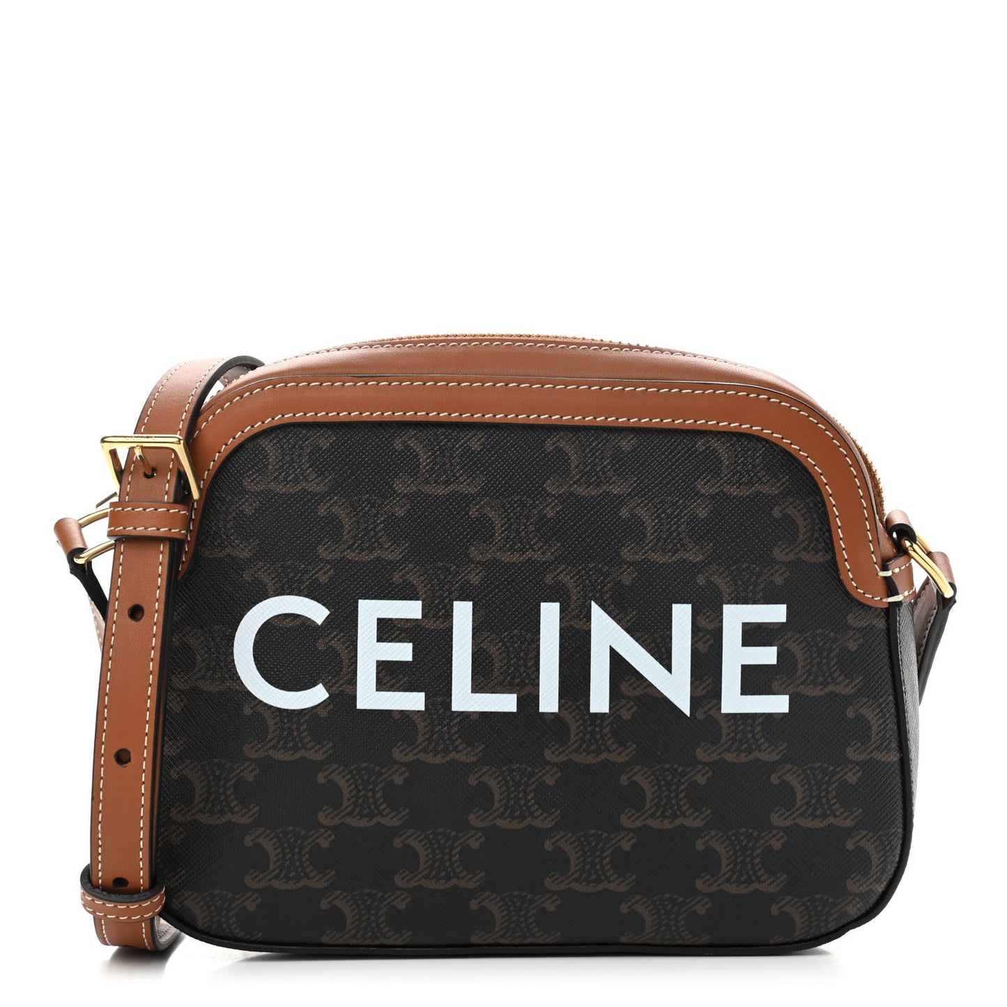 Triomphe Canvas Small Camera Bag Tan