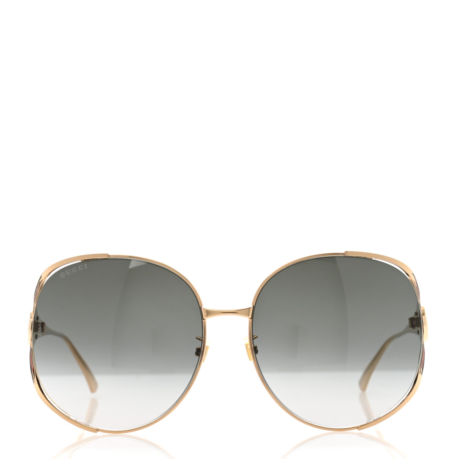 Gucci Metal Oversized Round Frame GG0225S Sunglasses Gold 2 of 9