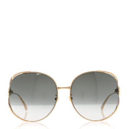 Gucci Metal Oversized Round Frame GG0225S Sunglasses Gold 2 of 9