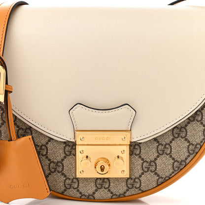 Gucci GG Supreme Monogram Calfskin Small Padlock Messenger Shoulder Bag Beige Mystic White Sun Oil 8 of 10