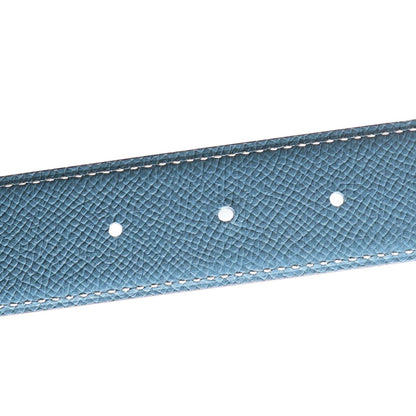 Hermes Epsom Swift 32mm H Belt 80 32 Blue Jean White 3 of 6