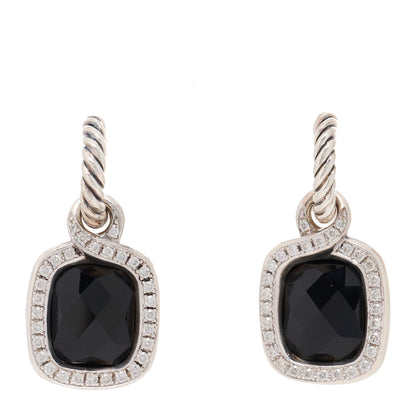 David Yurman Sterling Silver Diamond Black Onyx Labyrinth Drop Earrings 1 of 4