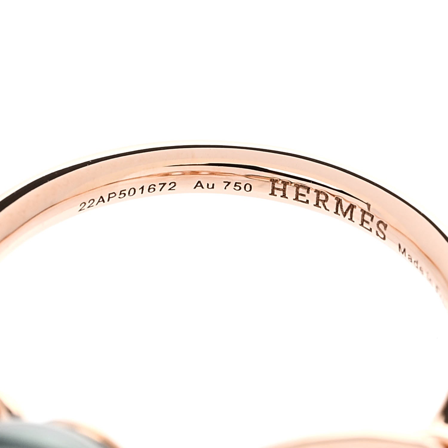 Hermes 18K Rose Gold Diamond Tahitian Pearl Albertine Ring 50 5.25 4 of 6