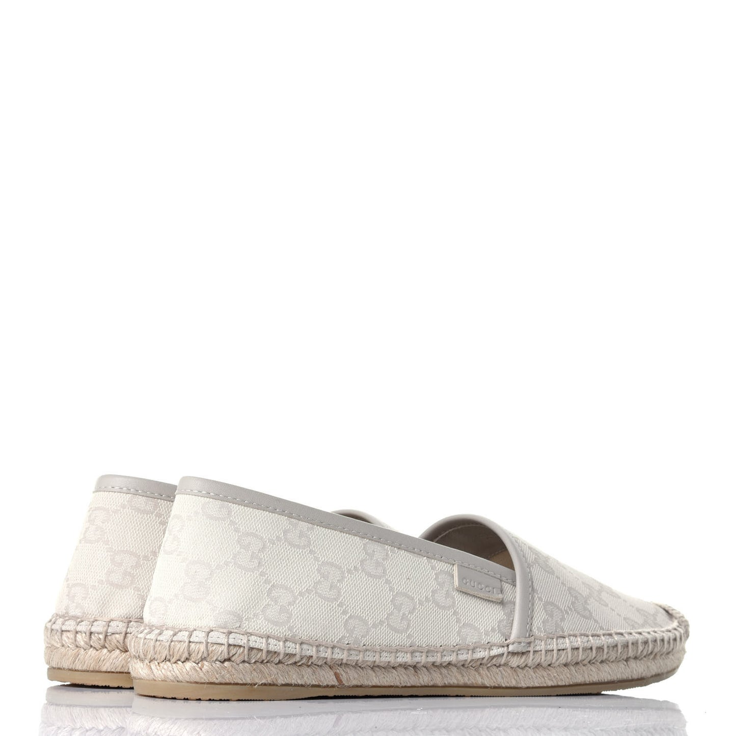 Washed Cotton Miro Soft Calfskin GG Monogram Espadrilles 37.5 White Mystic White