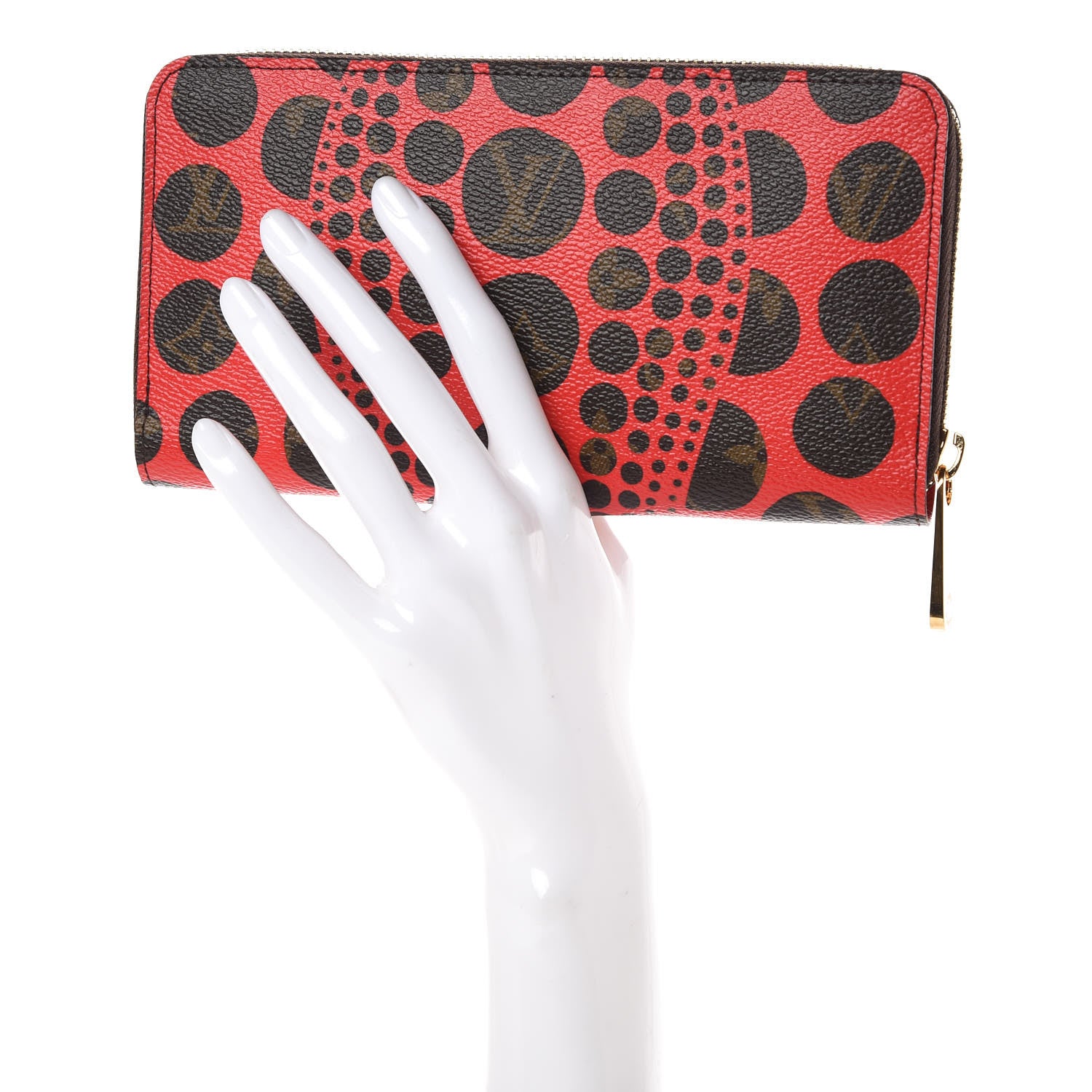 Louis Vuitton Monogram Kusama Pumpkin Dots Zippy Wallet Red 2 of 7