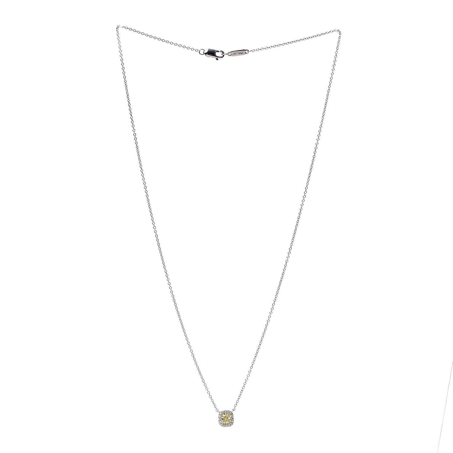 Platinum 18K Yellow Gold Fancy Intense Yellow Diamond .34ct Mini Soleste Pendant Necklace