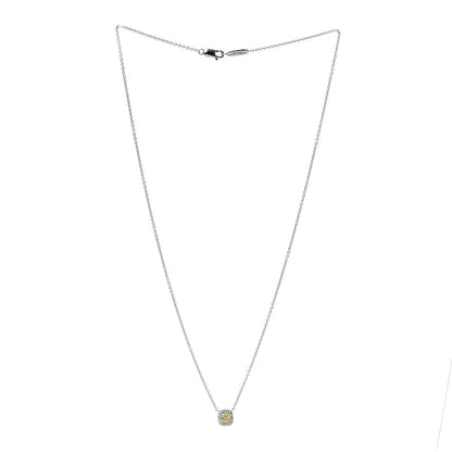 Tiffany Platinum 18K Yellow Gold Fancy Intense Yellow Diamond .34ct Mini Soleste Pendant Necklace 3 of 6