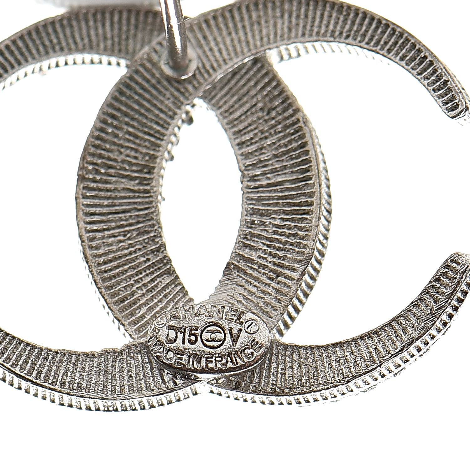 Chanel Crystal CC Moon Earrings Silver 4 of 5