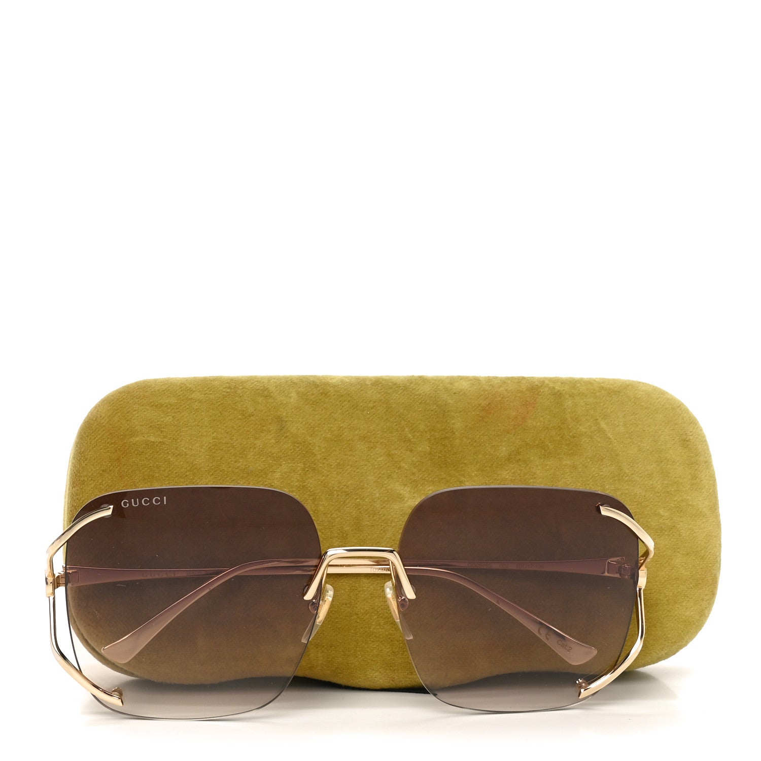 Gucci Metal Oversized Sunglasses GG0646S Gold Brown 1782448