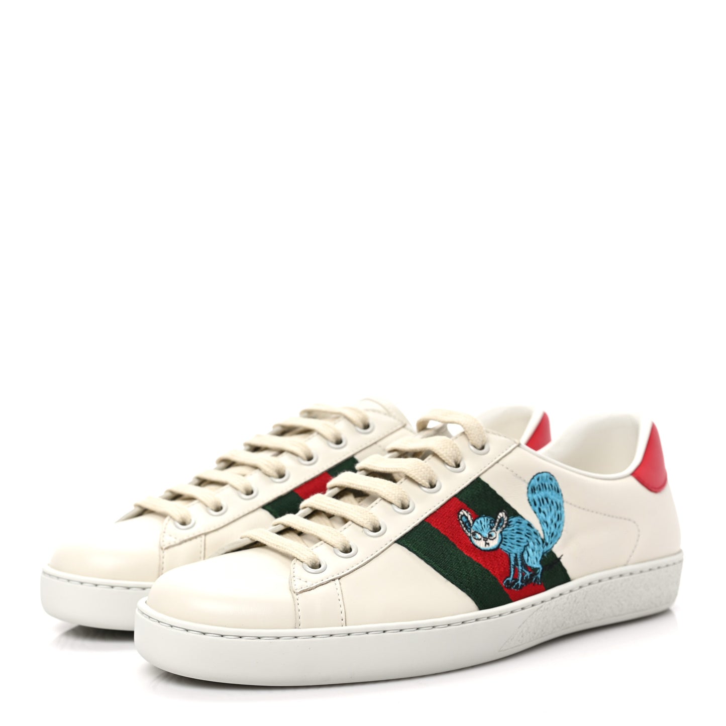 X FREYA HARTAS Calfskin Miro Soft Web Mythical Creature Embroidered Mens Ace Sneakers 6 New Mystic White