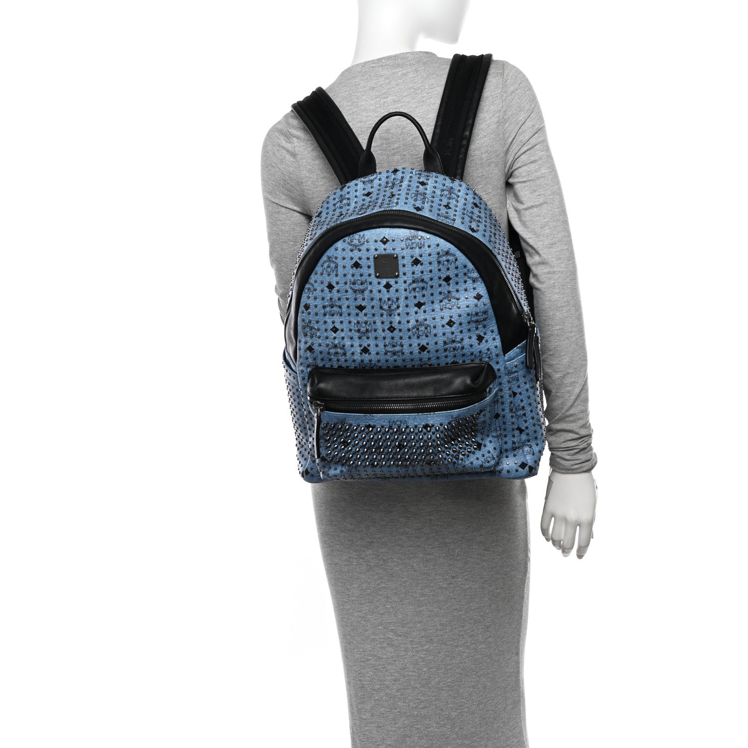 MCM Visetos Studded Medium Backpack Blue 2 of 15