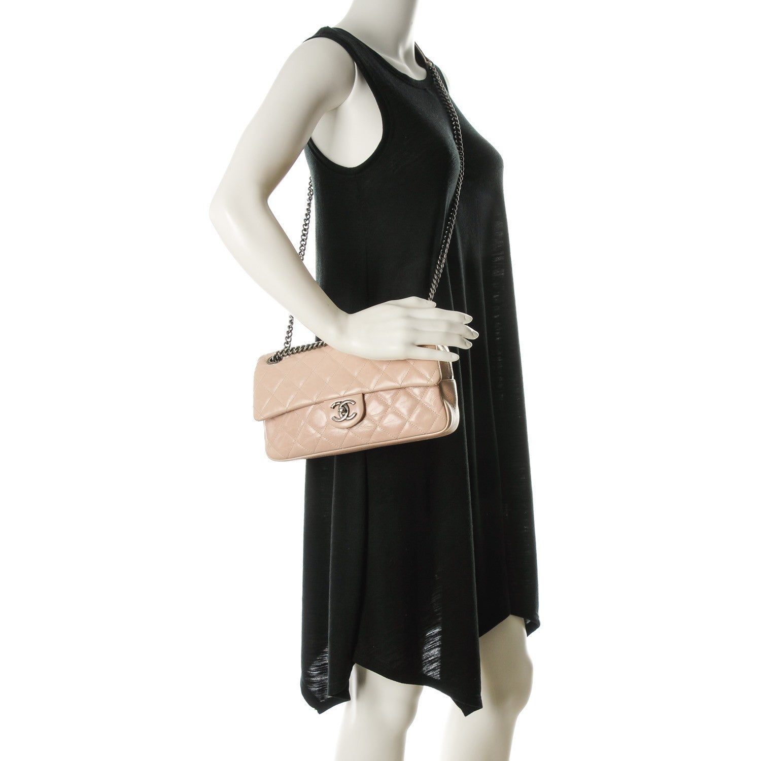 Chanel Glazed Calfskin Quilted Medium Duo Color Flap Light Pink 2 of 8