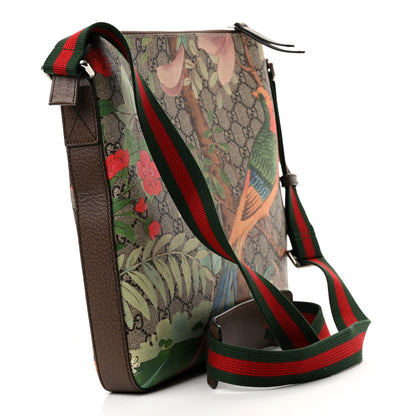 Gucci GG Supreme Monogram Tian Web Medium Flat Messenger Beige Multicolor New Acero 3 of 11