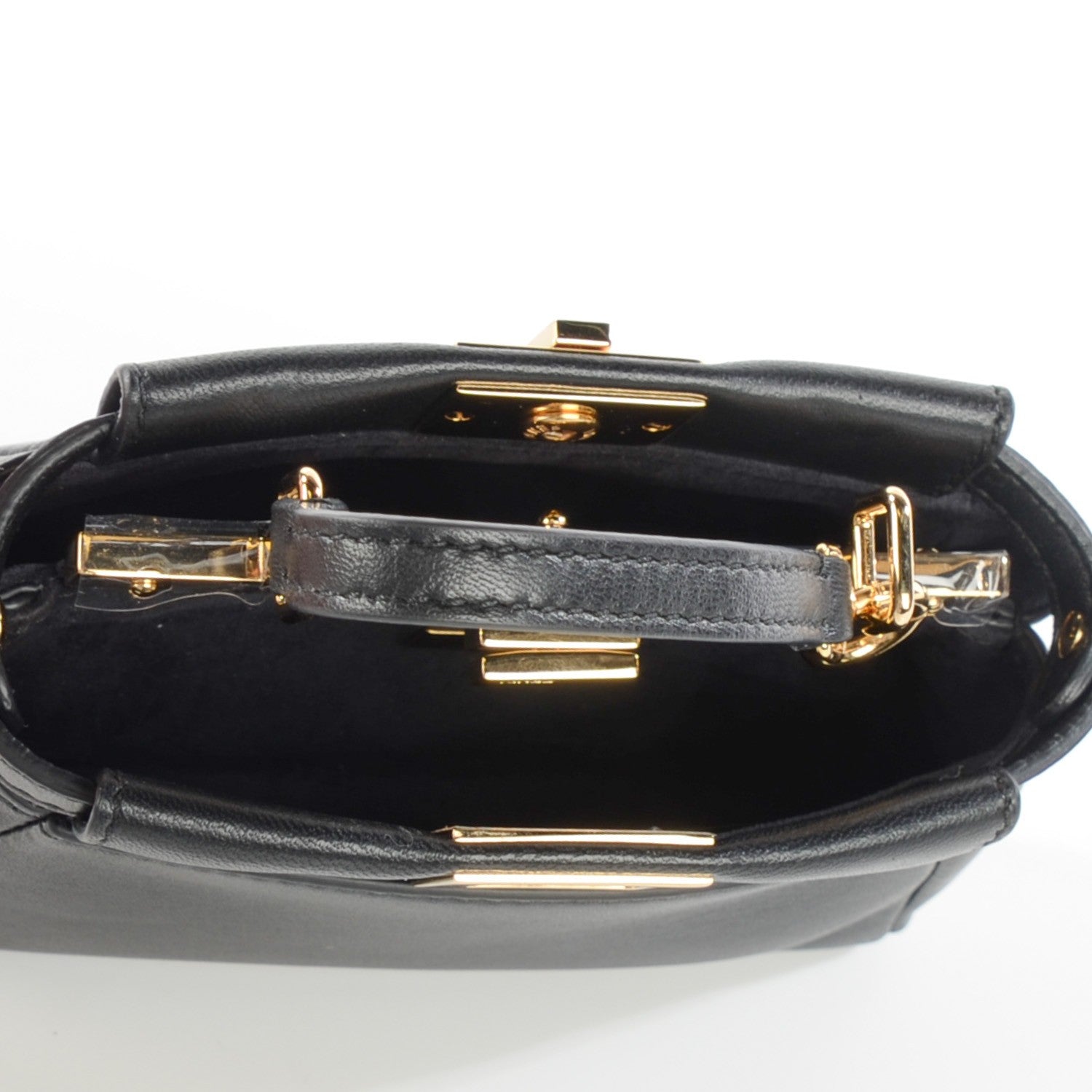 Fendi Nappa Micro Peekaboo Iconic Satchel Black 5 of 8