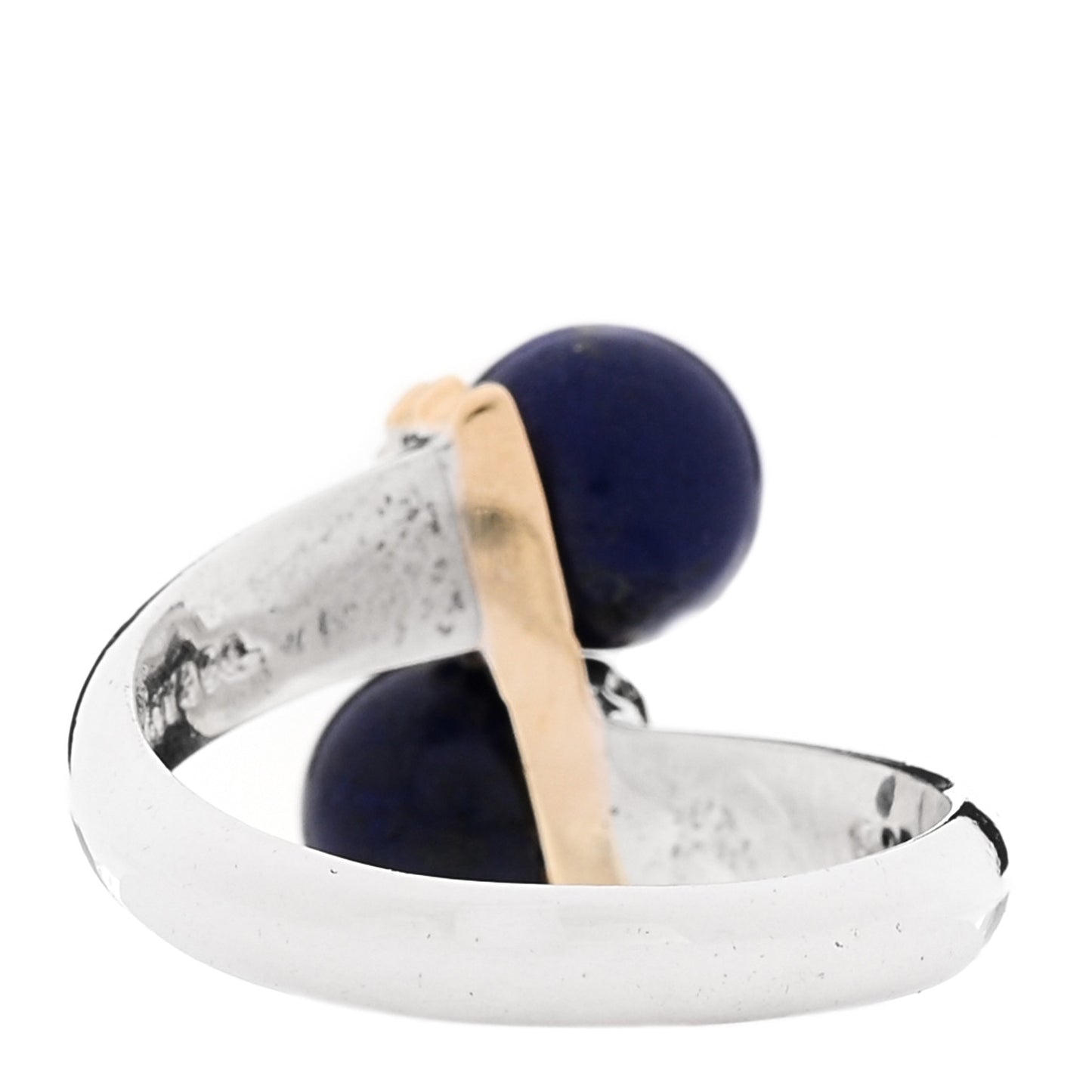 Sterling Silver 18K Yellow Gold Lapis Lazuli Bypass Ring