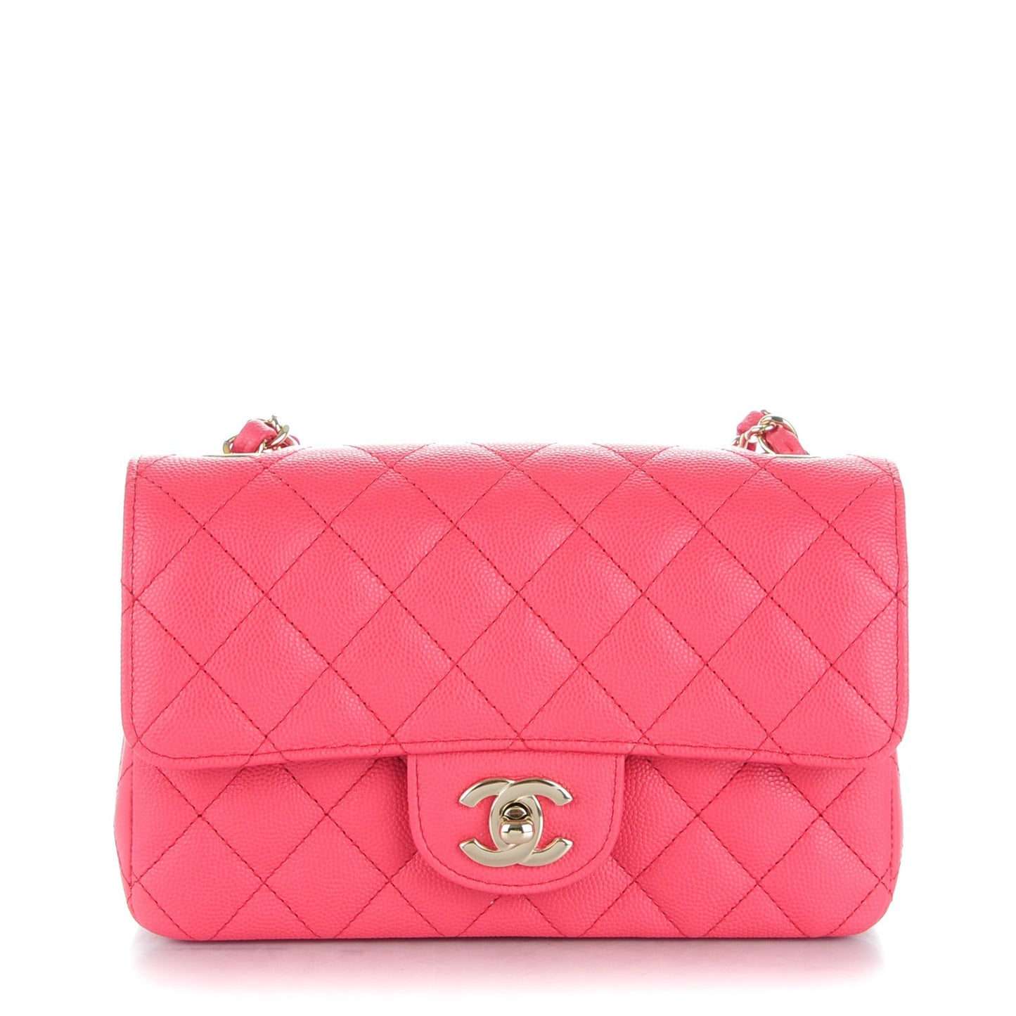 Caviar Quilted Mini Rectangular Flap Dark Pink