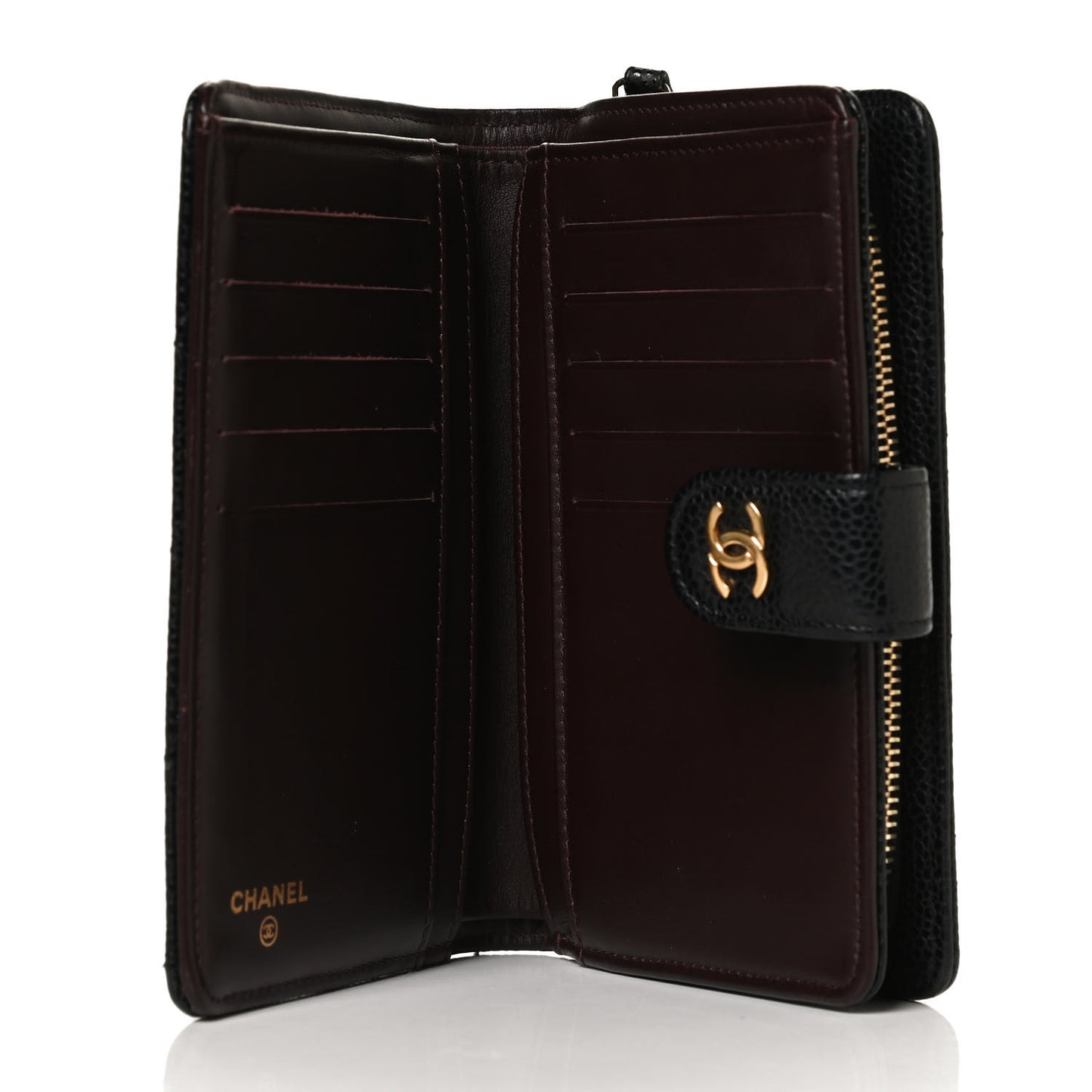 Caviar Quilted Zipped Pocket Wallet Black