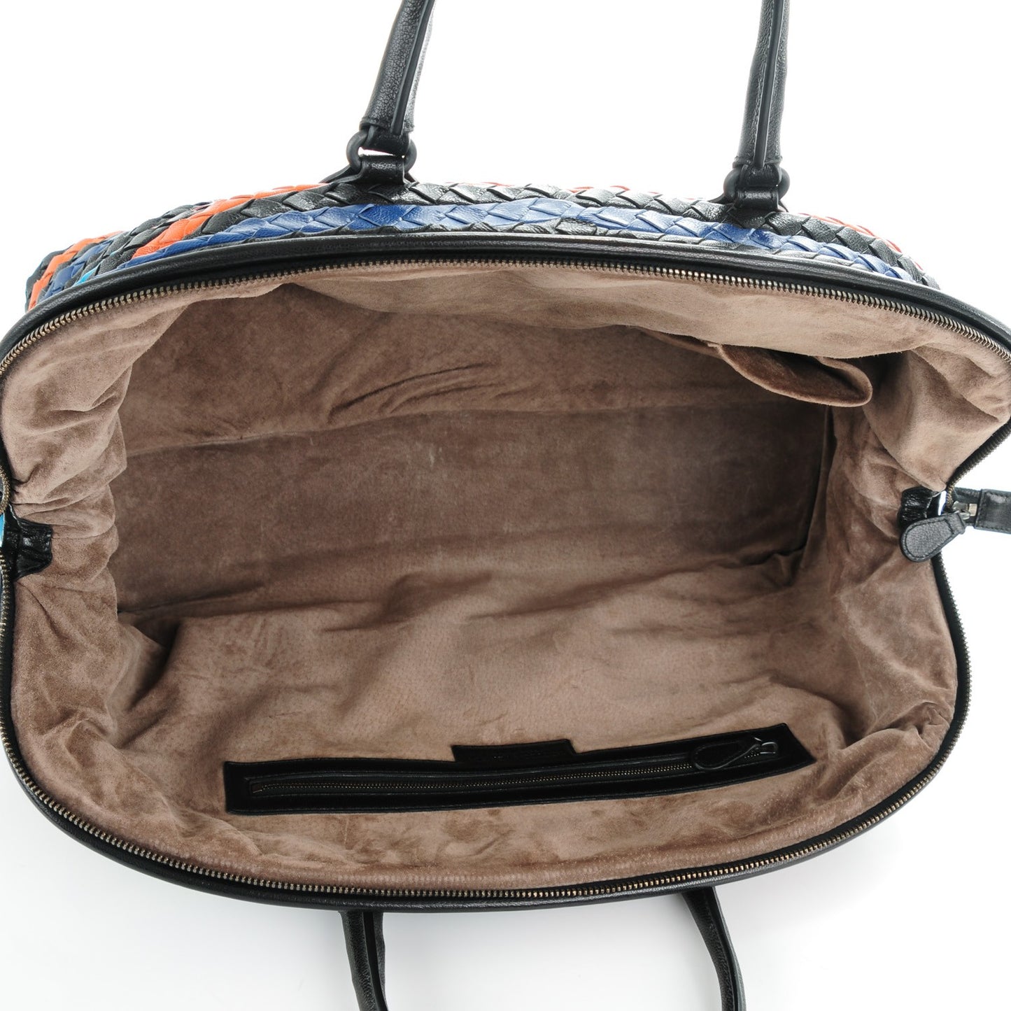 Shiny Goatskin Intrecciato Frame Bowling Bag Multicolor