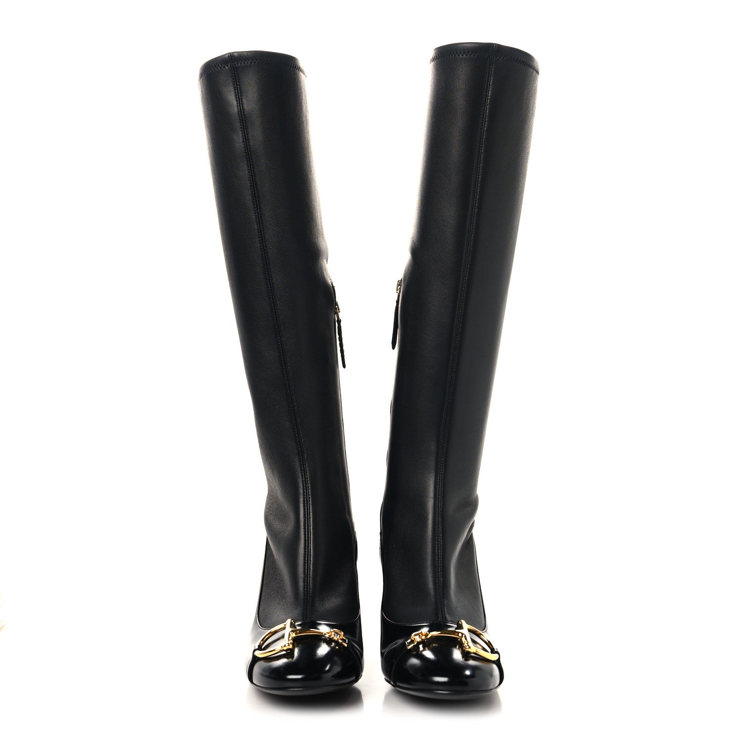 Gucci Nappa Stretch Brixton Horsebit Knee High Boots 39.5 Black 2 of 7
