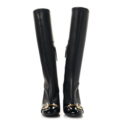 Gucci Nappa Stretch Brixton Horsebit Knee High Boots 39.5 Black 2 of 7