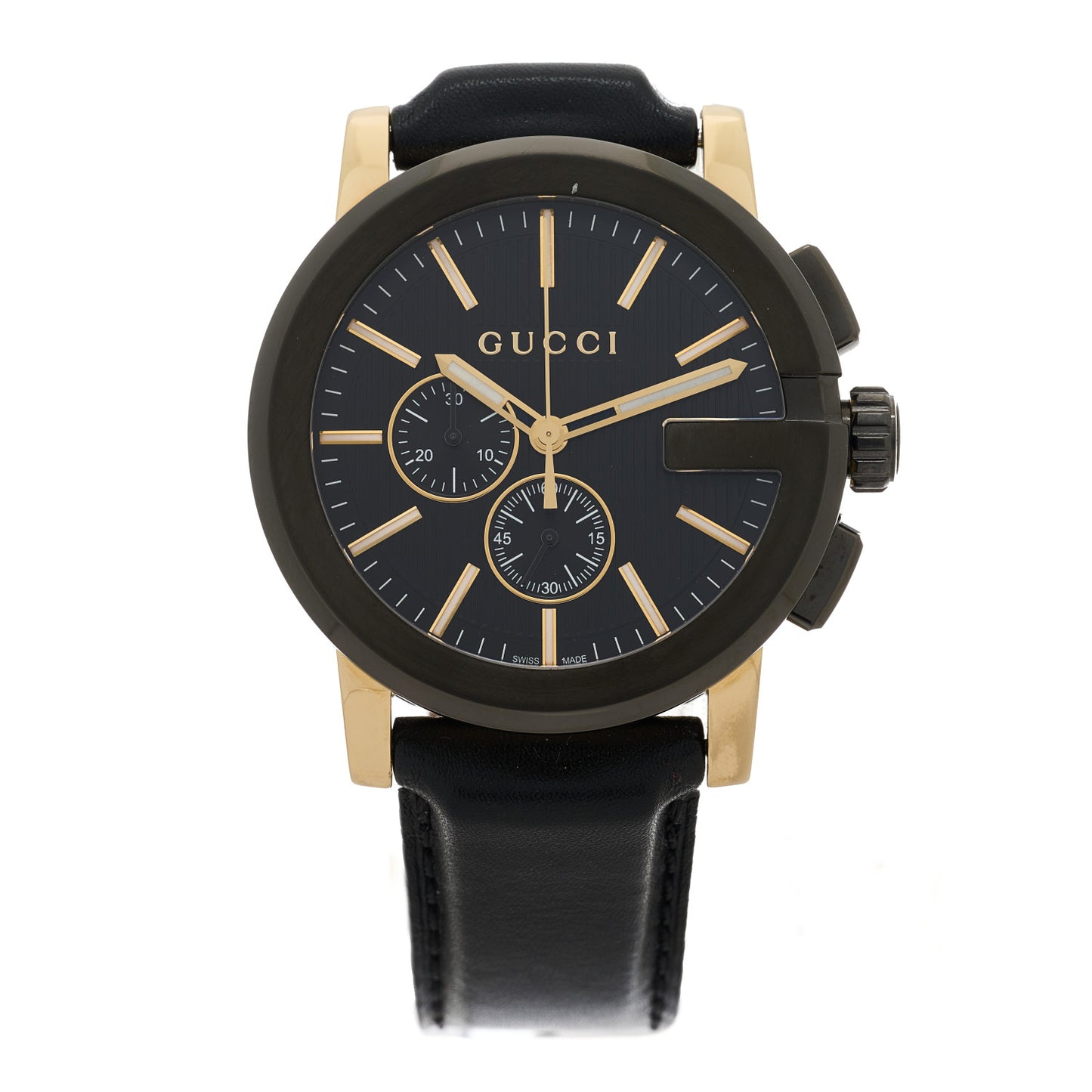 PVD Stainless Steel Calfskin 44mm G-Chrono Quartz Watch Black