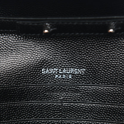 Saint Laurent Grain De Poudre Matelasse Chevron Medium Monogram Chain Wallet Black 7 of 14