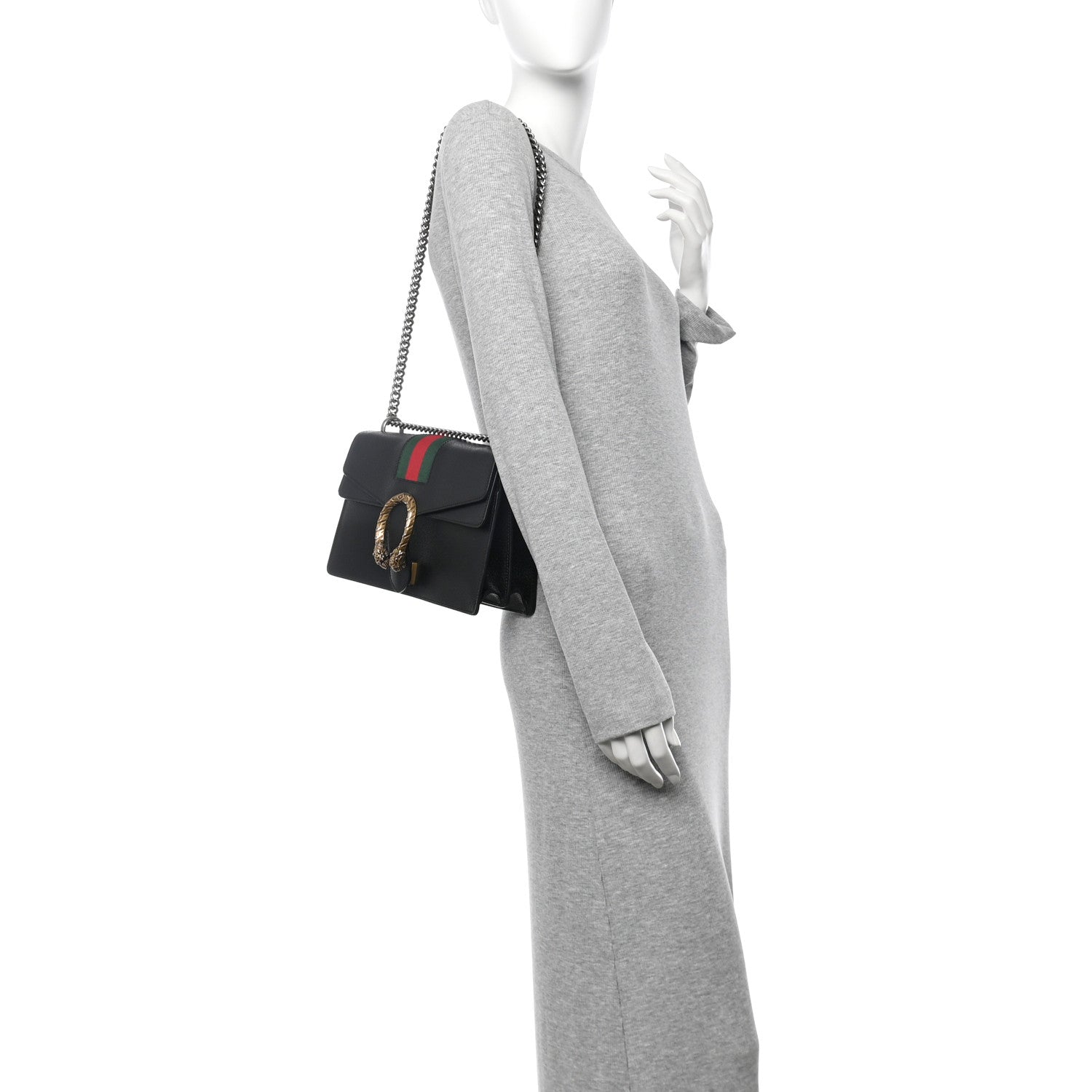 Gucci Calfskin Web Small Dionysus Shoulder Bag Black 2 of 11