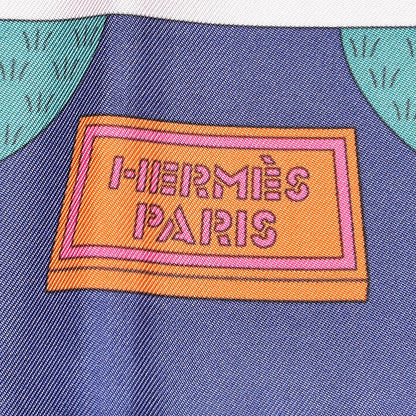 Hermes Silk La Maizeon Des Carres Scarf 90 Marine Rose Vert 5 of 5