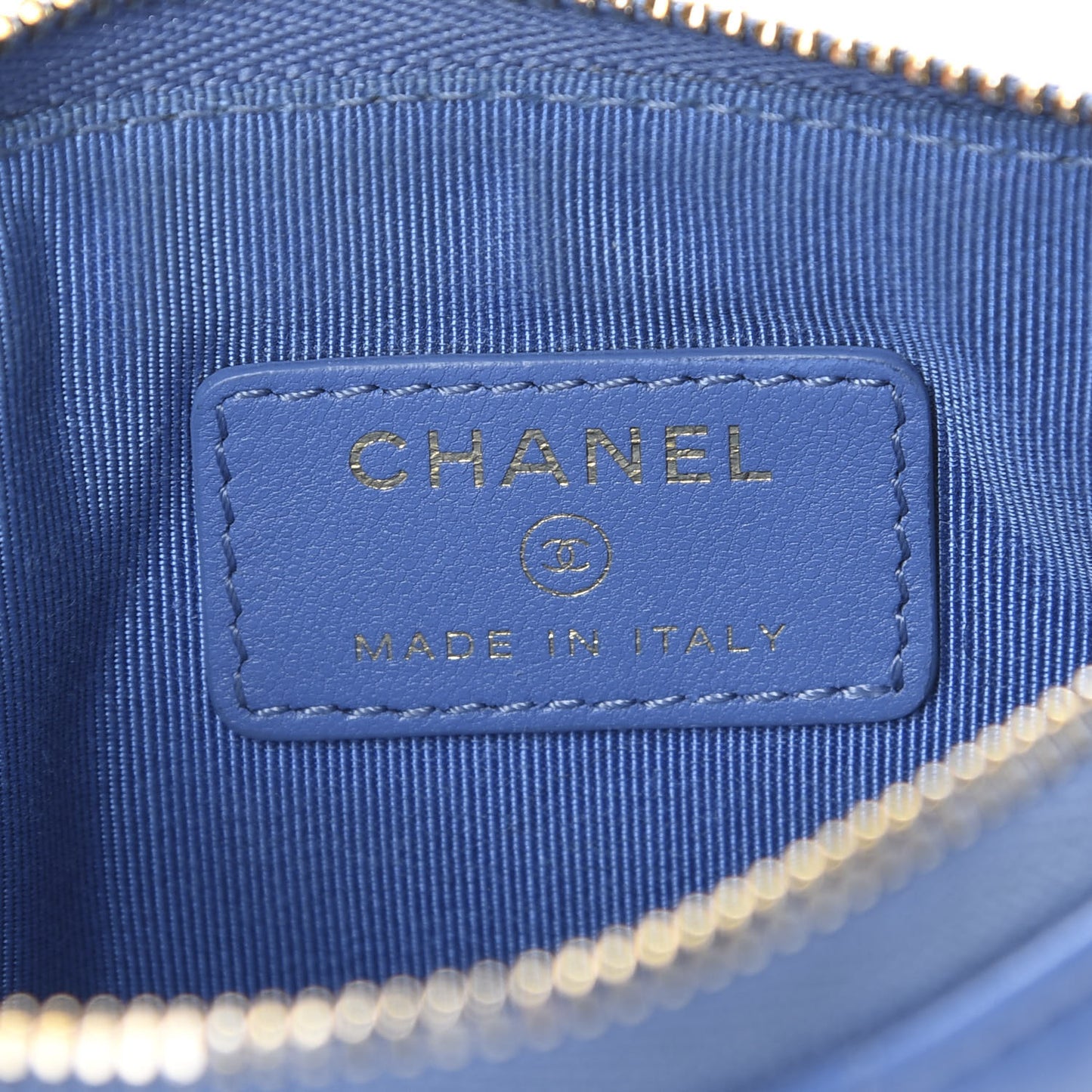 Lambskin Quilted Small Cosmetic Case Blue