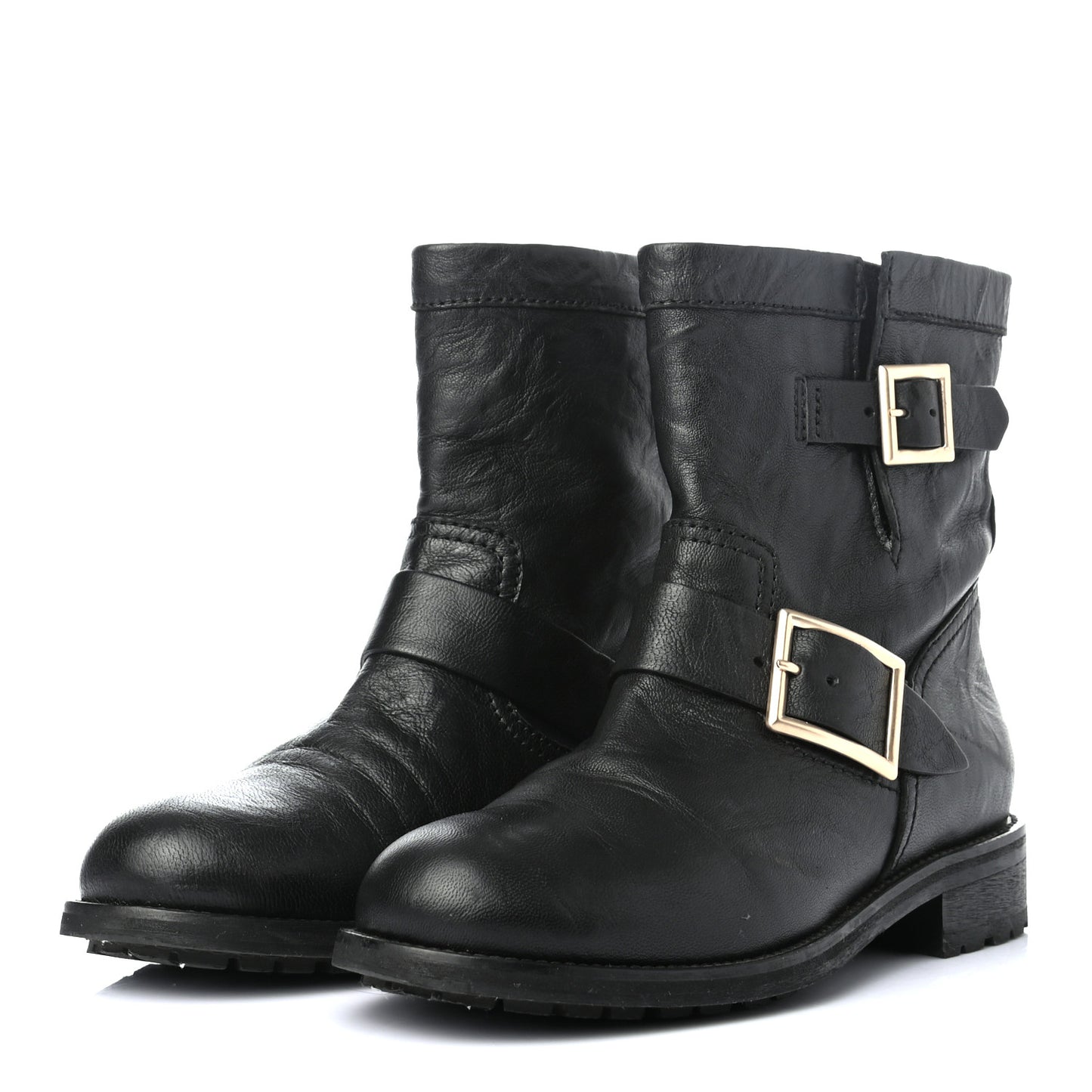 Lambskin Biker Boots 37 Black