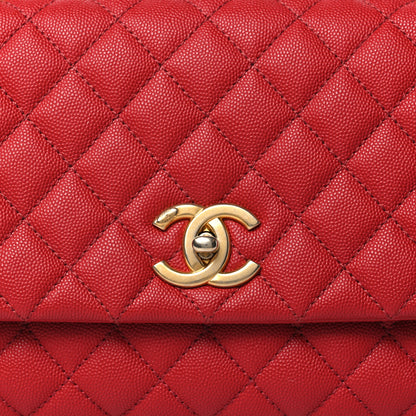 Chanel Caviar Quilted Small Coco Handle Flap Red 8 of 10