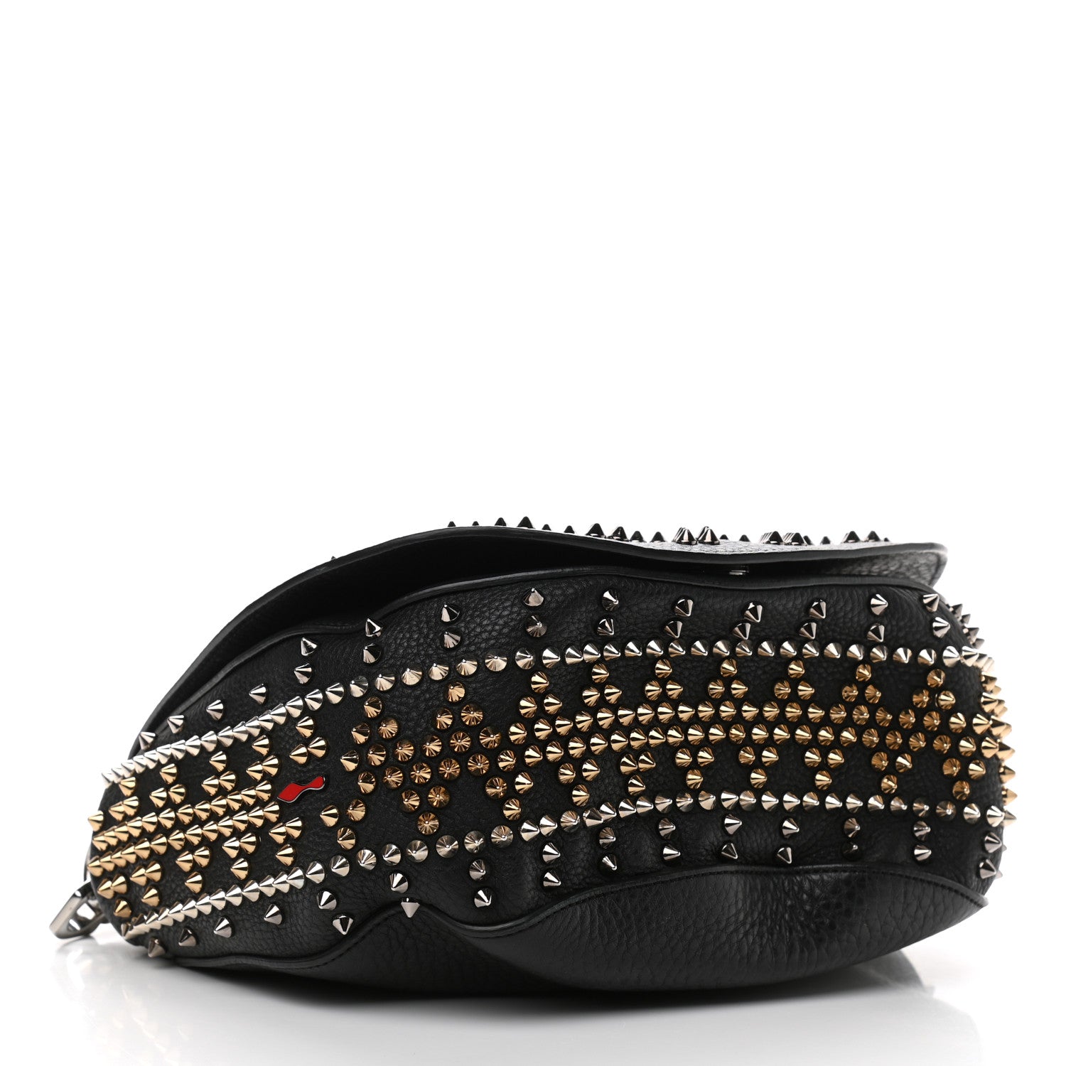 Christian Louboutin Calfskin Mix Chevron Spikes Panettone Messenger Black 4 of 10