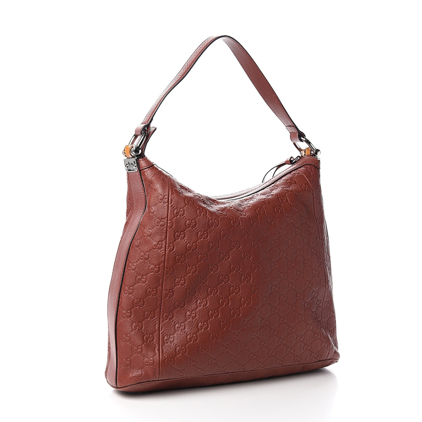 Guccissima Large Bamboo D-Ring Hobo Burgundy