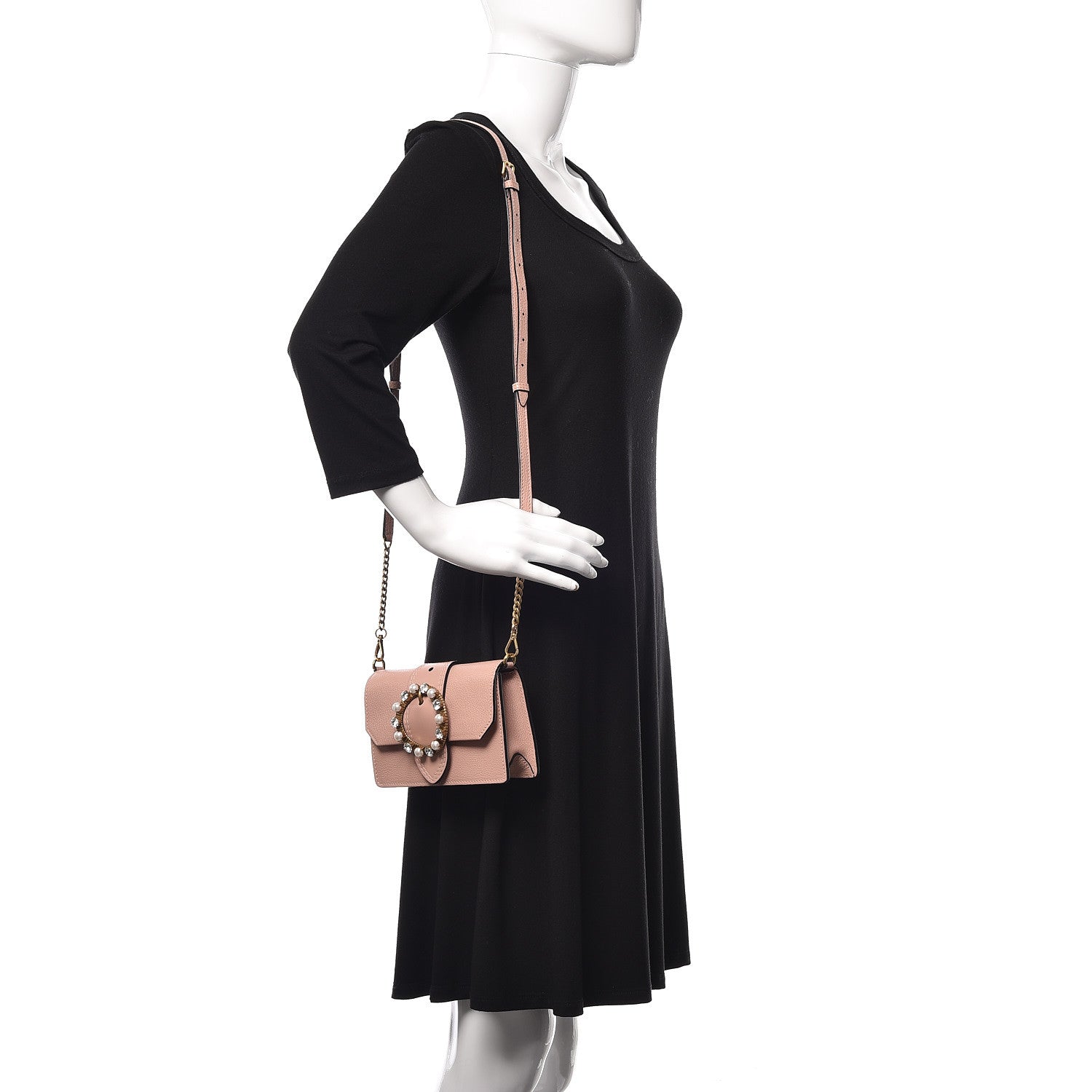 Miu Miu Goatskin Madras Soft Calfskin Crystal Pearl Embellished Shoulder Bag Orchidea 2 of 14