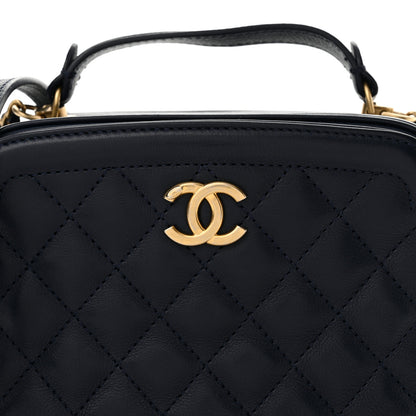Chanel Calfskin Quilted CC Small Vanity Case Navy 8 of 13