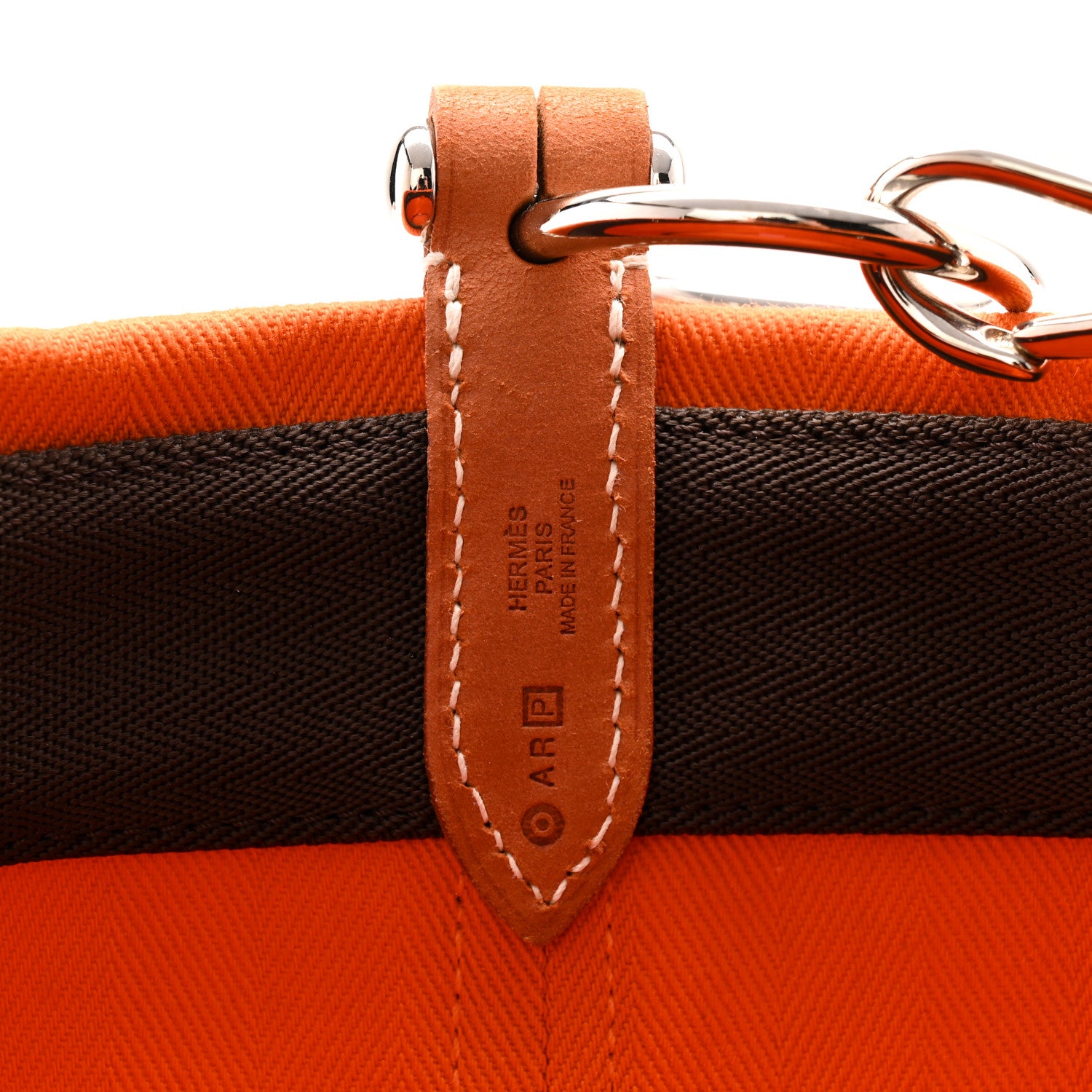 Hermes Toile Natural Barenia Sac De Pansage Grooming Bag Orange Kaki 7 of 10