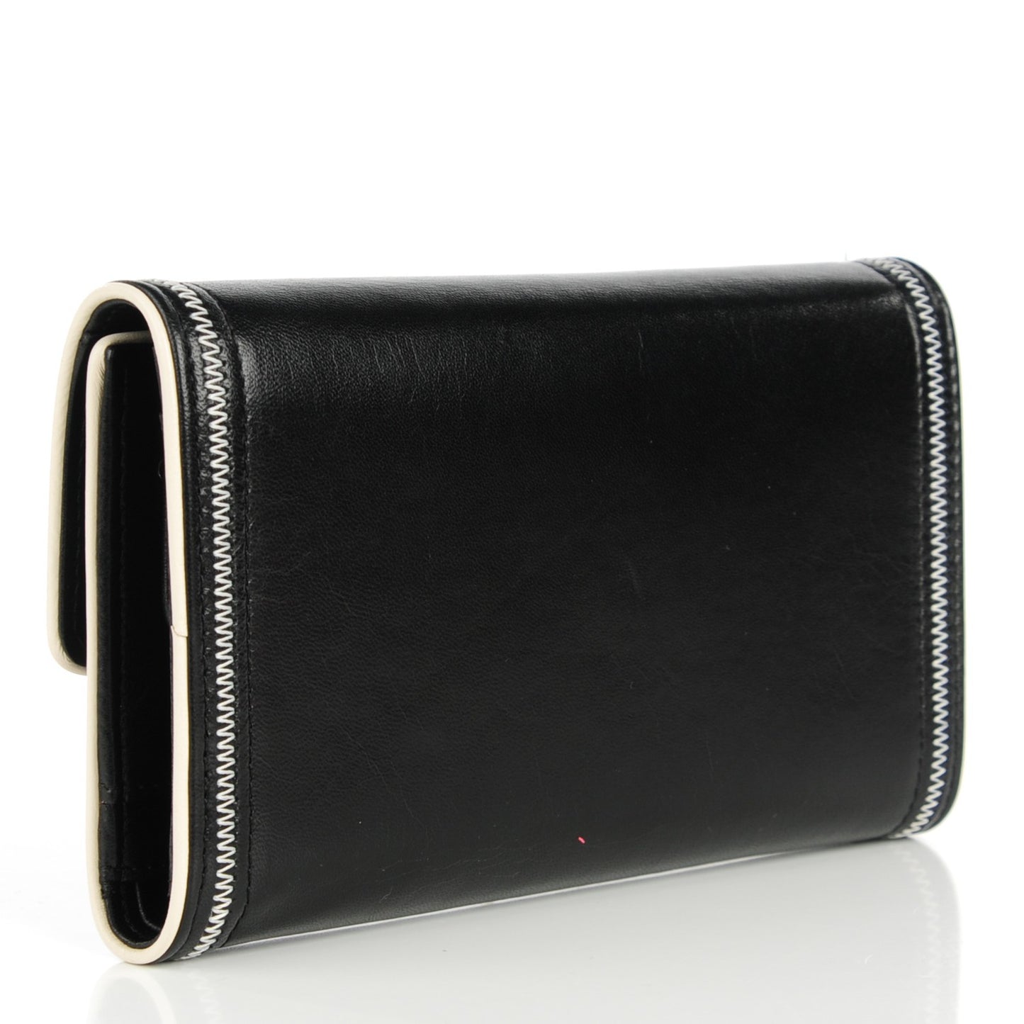 Lambskin Large Flap Wallet Black