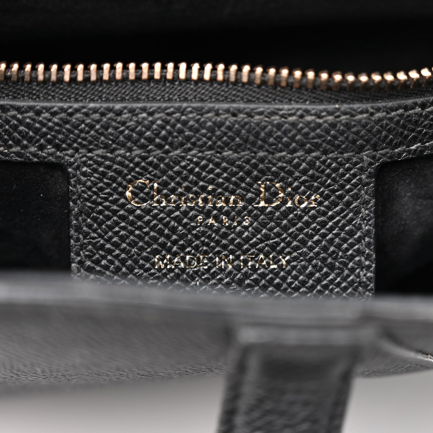 CHRISTIAN DIOR Grained Calfskin Saddle Bag With Strap Black