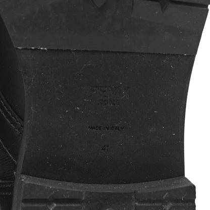 Fendi Calfskin Stretch Fabric Rockoko Biker Boots 41 Tobacco Black Marino 6 of 10