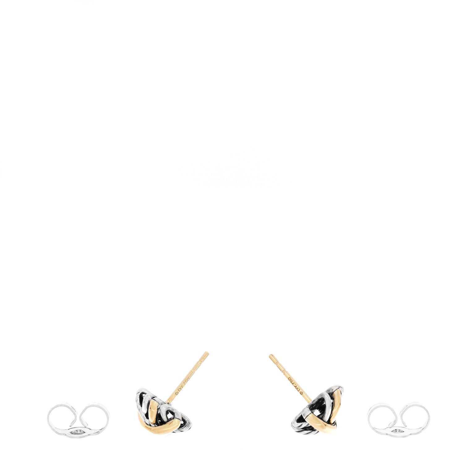 David Yurman Sterling Silver 18K Yellow Gold Crossover Stud Earrings 3 of 6