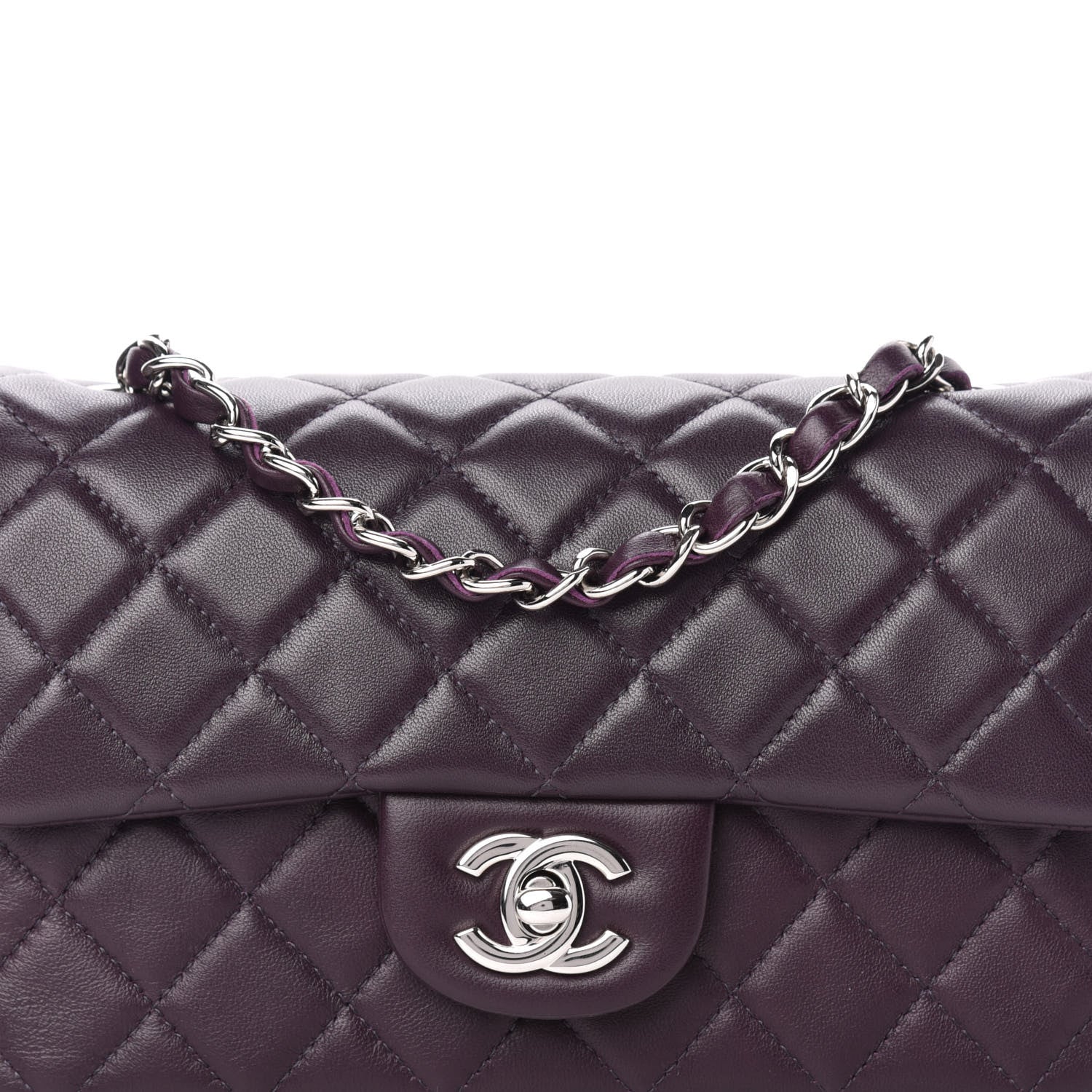 Chanel Lambskin Quilted Mini Rectangular Flap Dark Purple 10 of 10