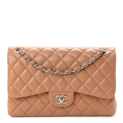 Chanel Caviar Quilted Jumbo Double Flap Light Brown 1 of 8