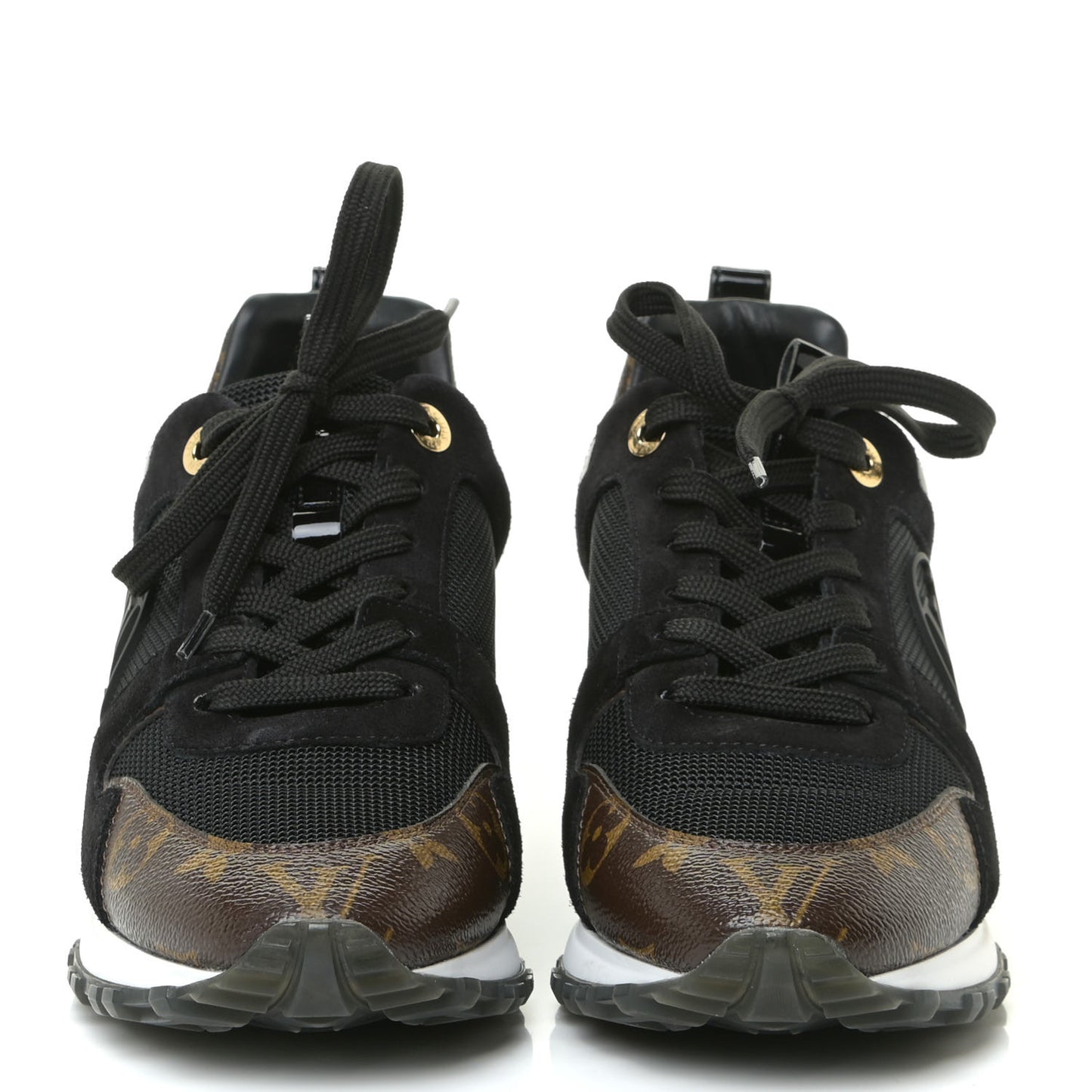 Suede Monogram Run Away Sneakers 38 Black
