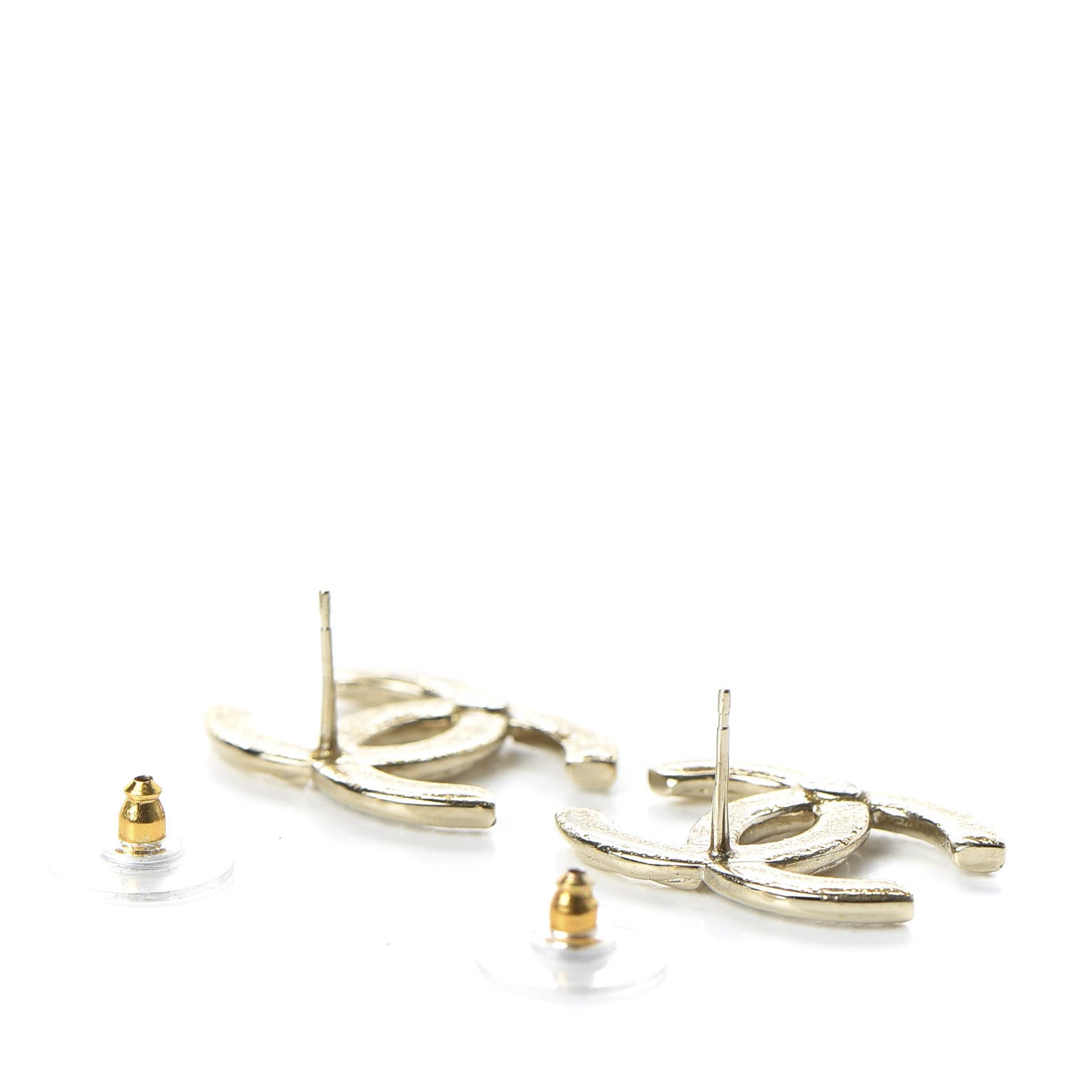 Chanel Crystal Glitter Quilted CC Earrings Light Gold 3 of 5