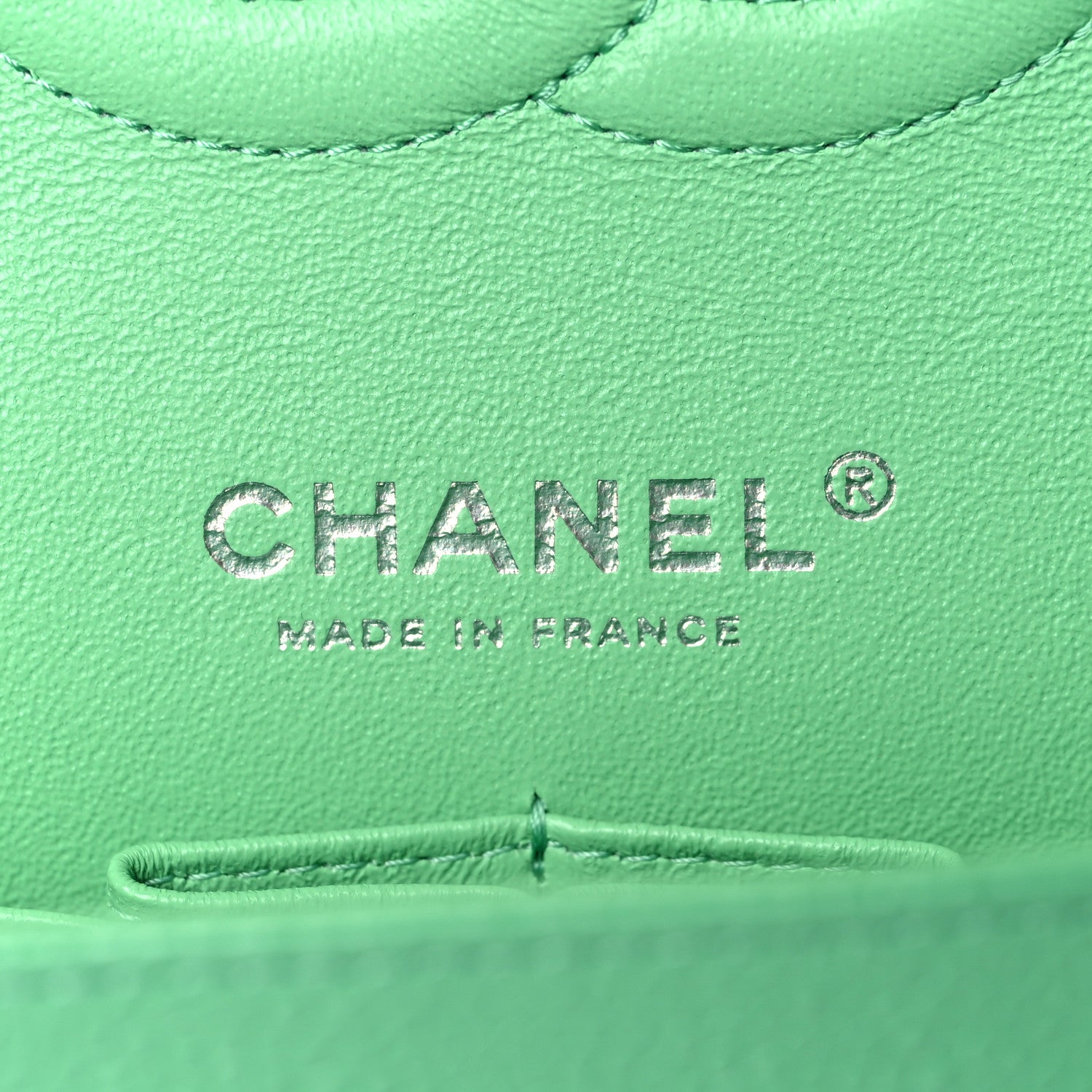 Chanel Caviar Chevron Quilted Medium Double Flap Green 5 of 9
