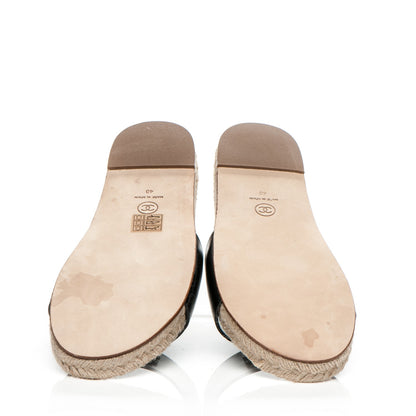 Chanel Calfskin CC Espadrille Slip On Sandals 40 Black 5 of 8
